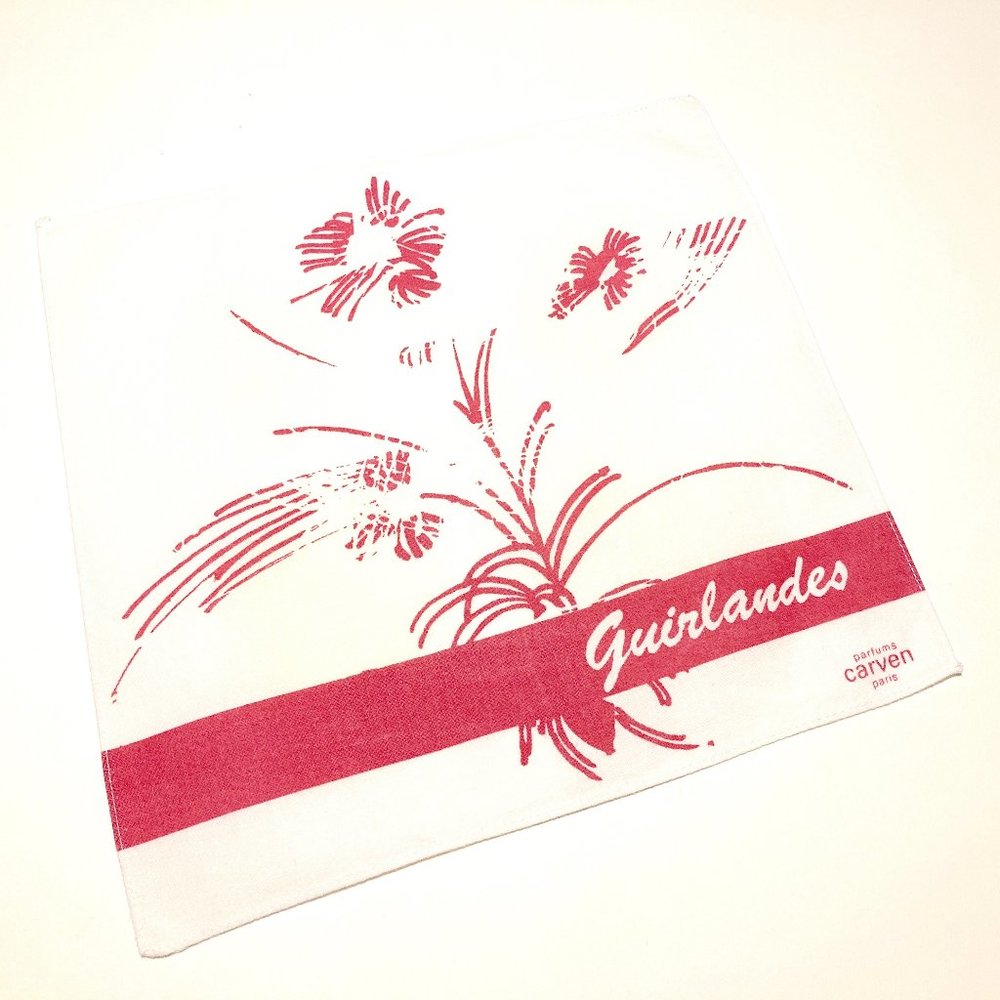 Vintage French Carven Paris Guirlandes 100% Cotton Hankie